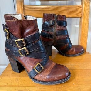 Freebird by Steven Brown Buckled Leather Heeled Boots 9